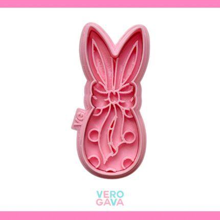 CORTADOR DE GALLETA HUEVO CON MOÑO Y OREJAS 10CM
