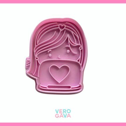 Cortador de galleta con sello mamá con computadora "2" 5 ú 10cm