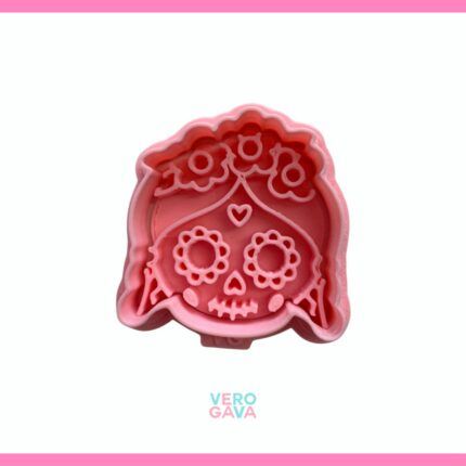Cortador de galleta con sello calavera niña 5cm